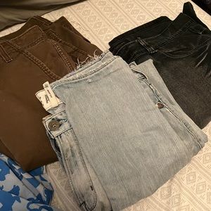 Bundle of Three items. Two pants and one brown pair shorts. Great condition.